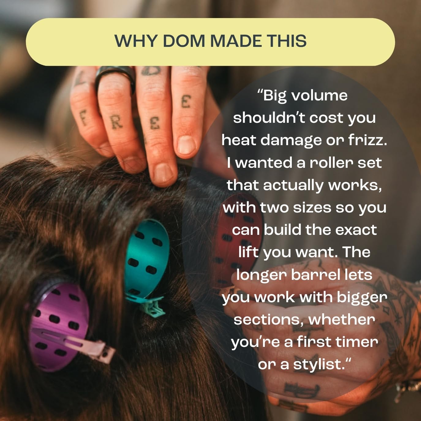 Dom Dom Metal Hair Rollers Set with Clips, Volume Rollers and Canvas Bag