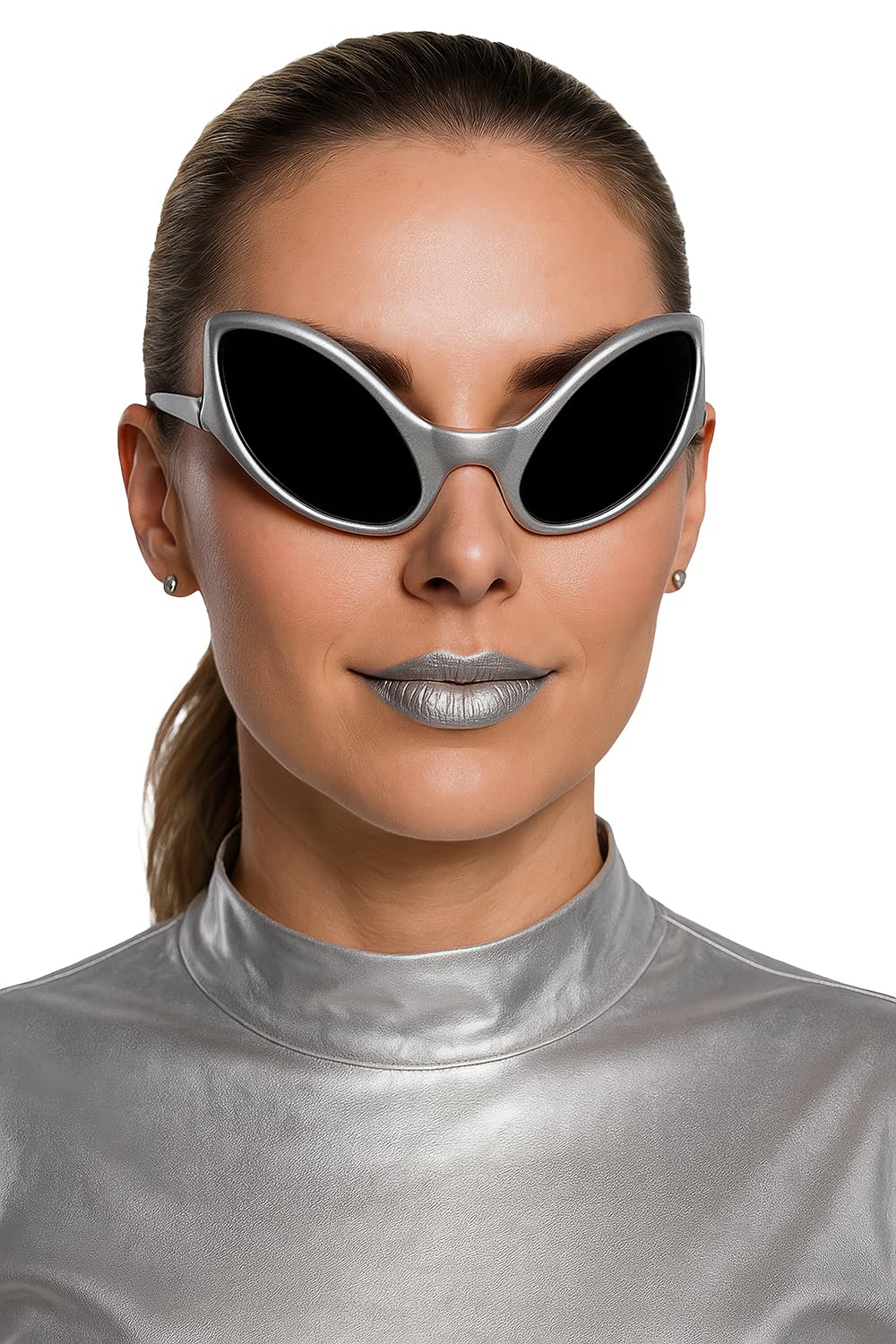 FIESTAS GUIRCA | Silver Alien Glasses - Costume Accessory for Disco Parties, Halloween and Carnival - Ideal for Unisex Adults - Futuristic and Alien Style - Silver