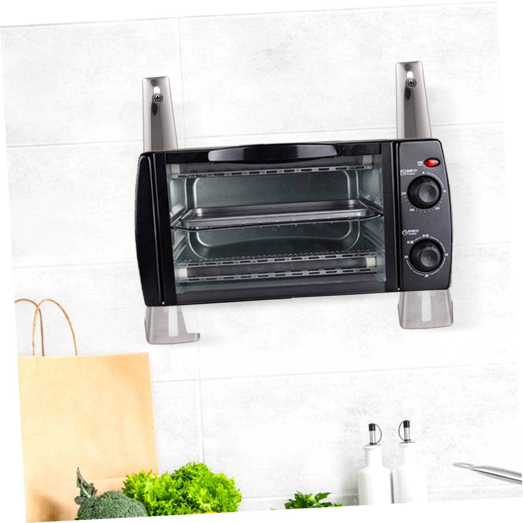 TOPBATHY Mikrowellenhalterung Aus Faltbares Ofenregal Für Wandmontage Platzsparendes Küchenregal Mit Einfacher Installation Und Langlebigem Rostschutz