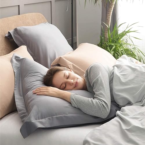 Miniatura 8 de Pure Eco Juego de 2 fundas de almohada de color verde salvia, tamaño estándar de 20 x 26 pulgadas, suaves, lujosas y hermosas de 500 hilos, 100%