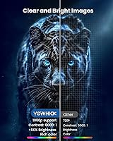 Vista 2 de Mini proyector, YOWHICK 2026 actualizado Full HD 1080P proyector de video, proyector de cine portátil para cine en casa, compatible