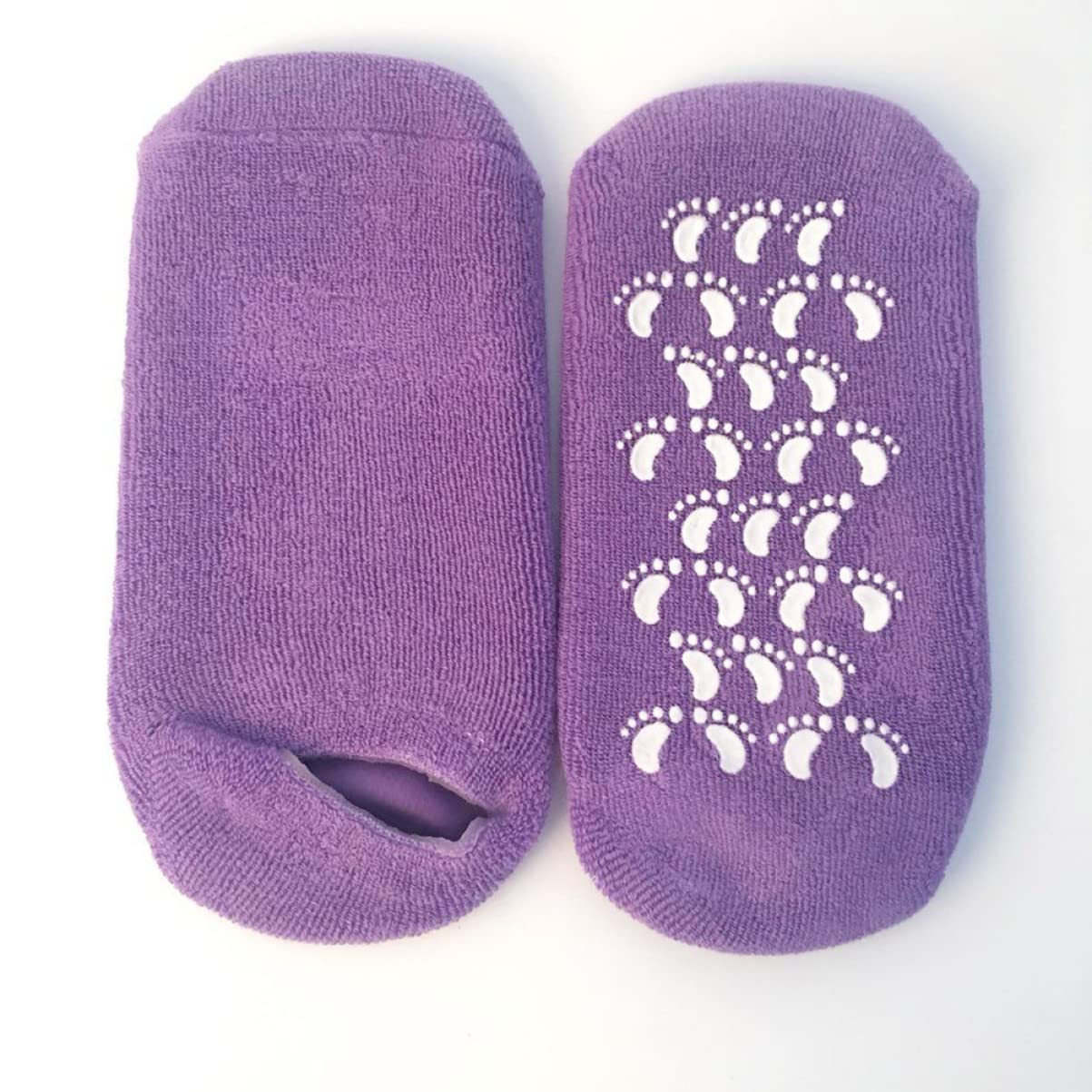 FRCOLOR 2 Pezzi Screpolato Re per Pelle E Guanti Idratanti Cura ' Guarire Cotone con Gel Ruvido Termoplastico Bellezza Piedi Calzini Spa Viola Secco
