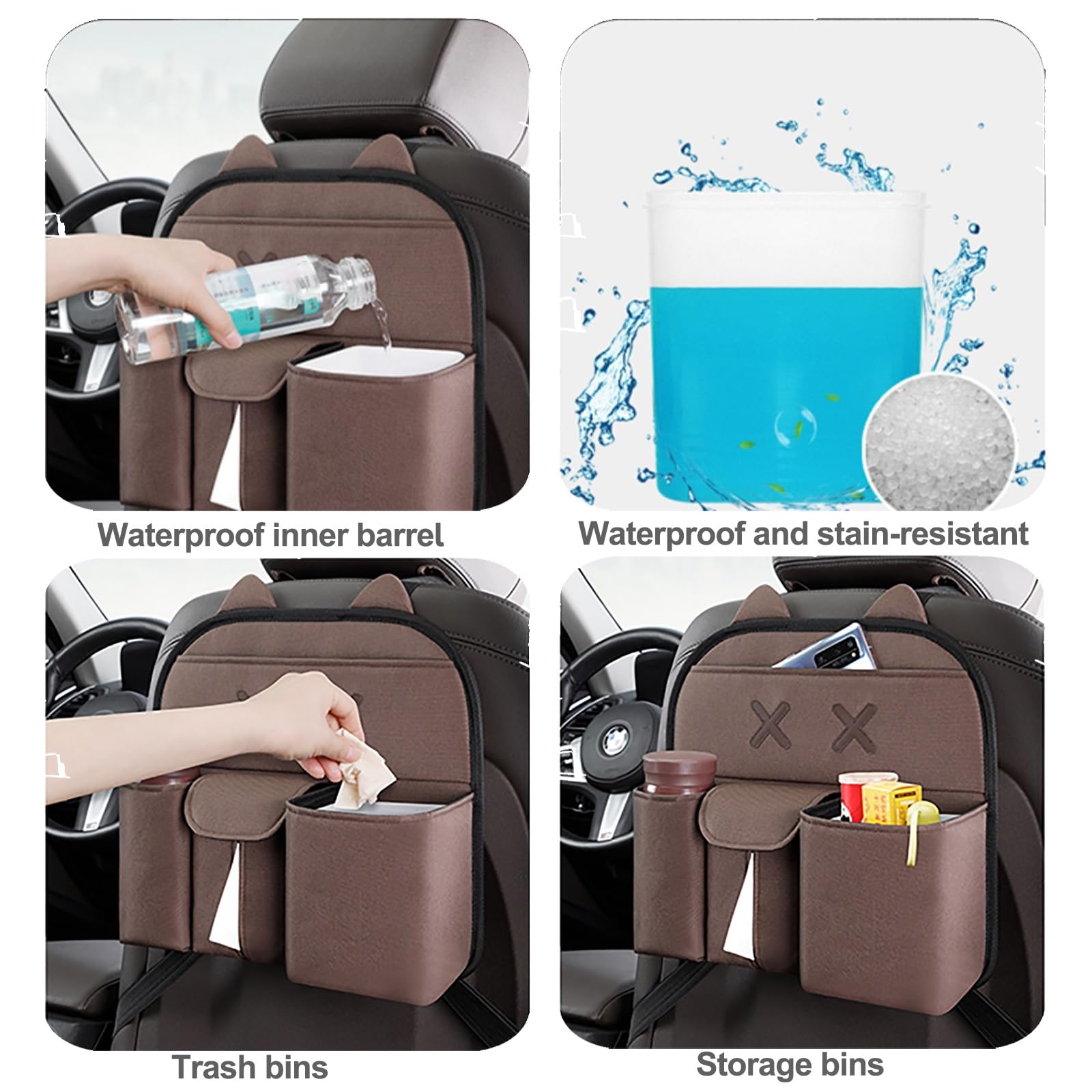 Organizer per seggiolino Auto con Spallacci Regolabili in Lunghezza, Auto Organizzatore Kick Mats Impermeabile Sedile Posteriore, Organizer per sedili Posteriori con(Black)