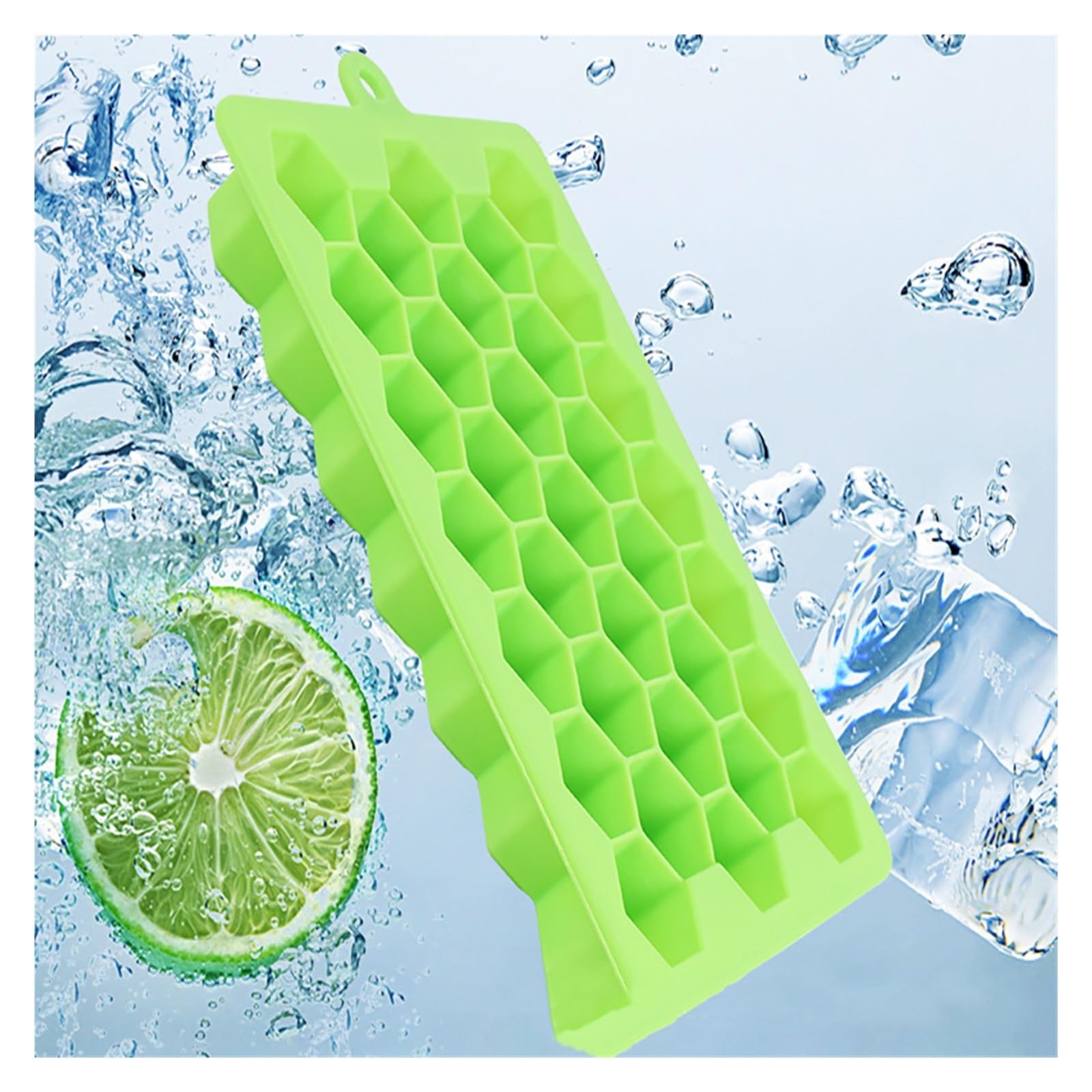 Vassoio per cubetti di Ghiaccio Stampo per vaschetta per Ghiaccio in Silicone per Uso Alimentare Ghiaccio 33 Celle Stampo per vaschetta per Ghiaccio a Nido d'Ape con Coperchio Contenitore per ghiacci