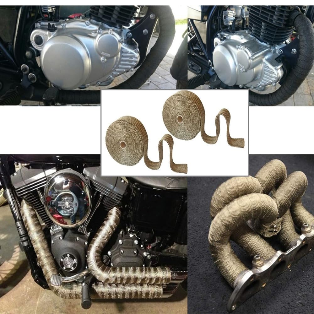 Il tessuto ignifugo viene utilizzato per l'isolamento ad alta temperatura dei tubi di scarico automobilistici e per l'isolamento dei tubi di scarico Copri scarico moto(Titanium,15M)