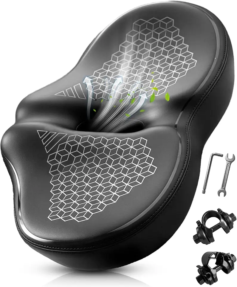 Assento de bicicleta grande Noseless para homens e mulheres, almofada acolchoada extra larga para assento de bicicleta 2026, selim de bicicleta confortável para Peloton, bicicleta ergométrica, Beach