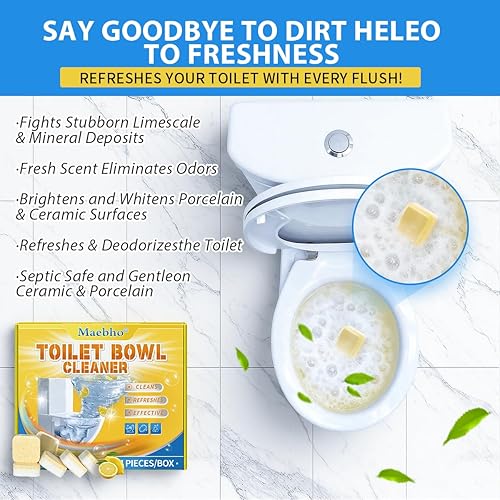Miniatura 2 de Maebho Tabletas limpiadoras de inodoro (24 unidades)  Tabletas sépticas seguras y ecológicas para limpieza continua  Potente removedor de manchas y