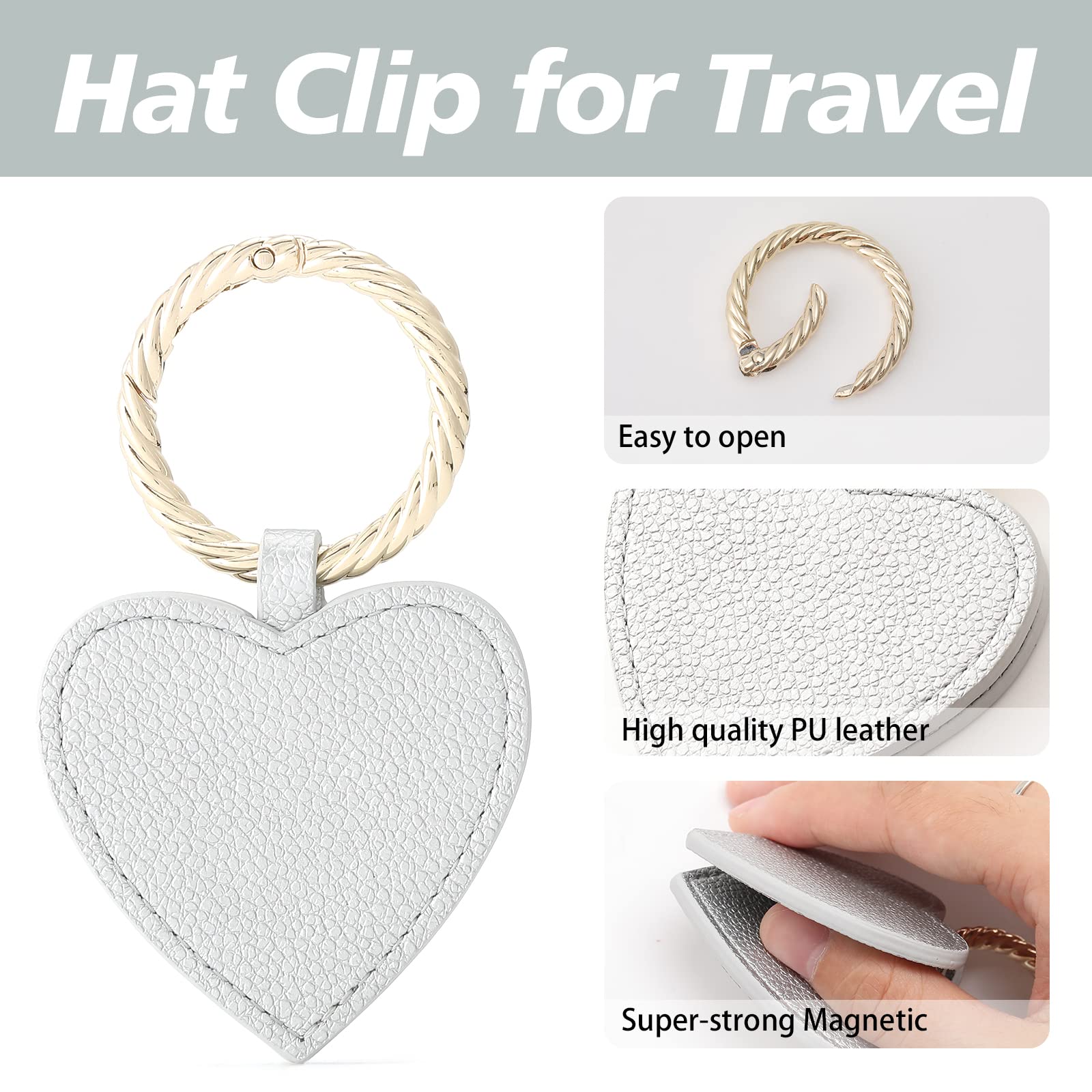 Dizdvizd Clip Magnétique Pour Chapeau - Cuir PU, Portable | Pour Sac à Dos, Voyage, Mode