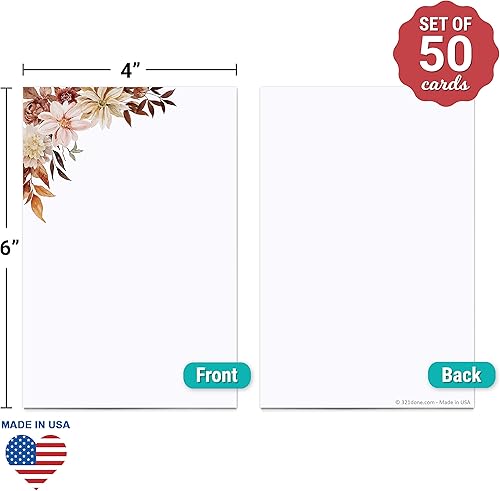 Miniatura 9 de 321Done Tarjetas florales de otoño de 4 x 6 pulgadas blancas (paquete de 50), fabricadas en Estados Unidos, bonito diseño de flores, esquina