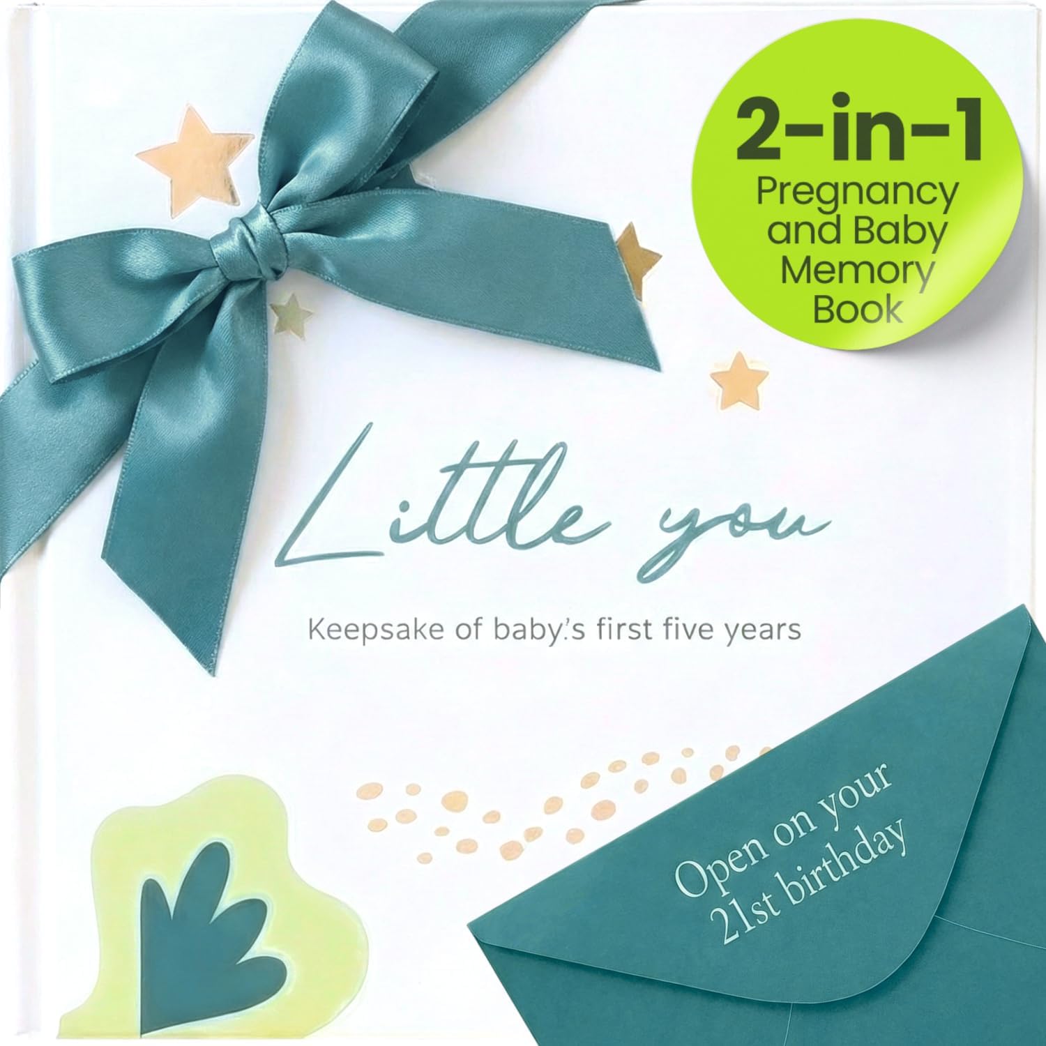 Baby Book Keepsake – Baby Memory Book & Pregnancy Journal (120 Pages), Newborn to 5 Years, Magnetic Gift Box, Photo Pockets, Letter to Open at 21 – Gift for Boys or Girls