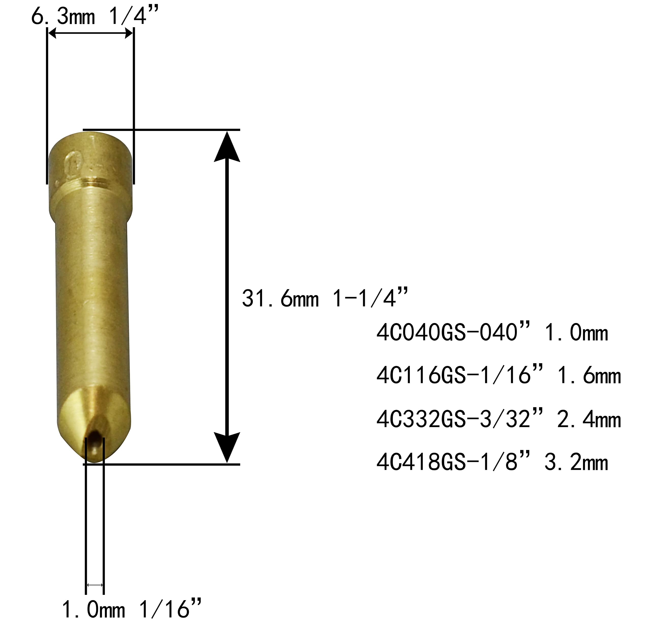 RIVERWELD Collet à Coin Pour TIG Court 4C116GS 1,6mm Pour