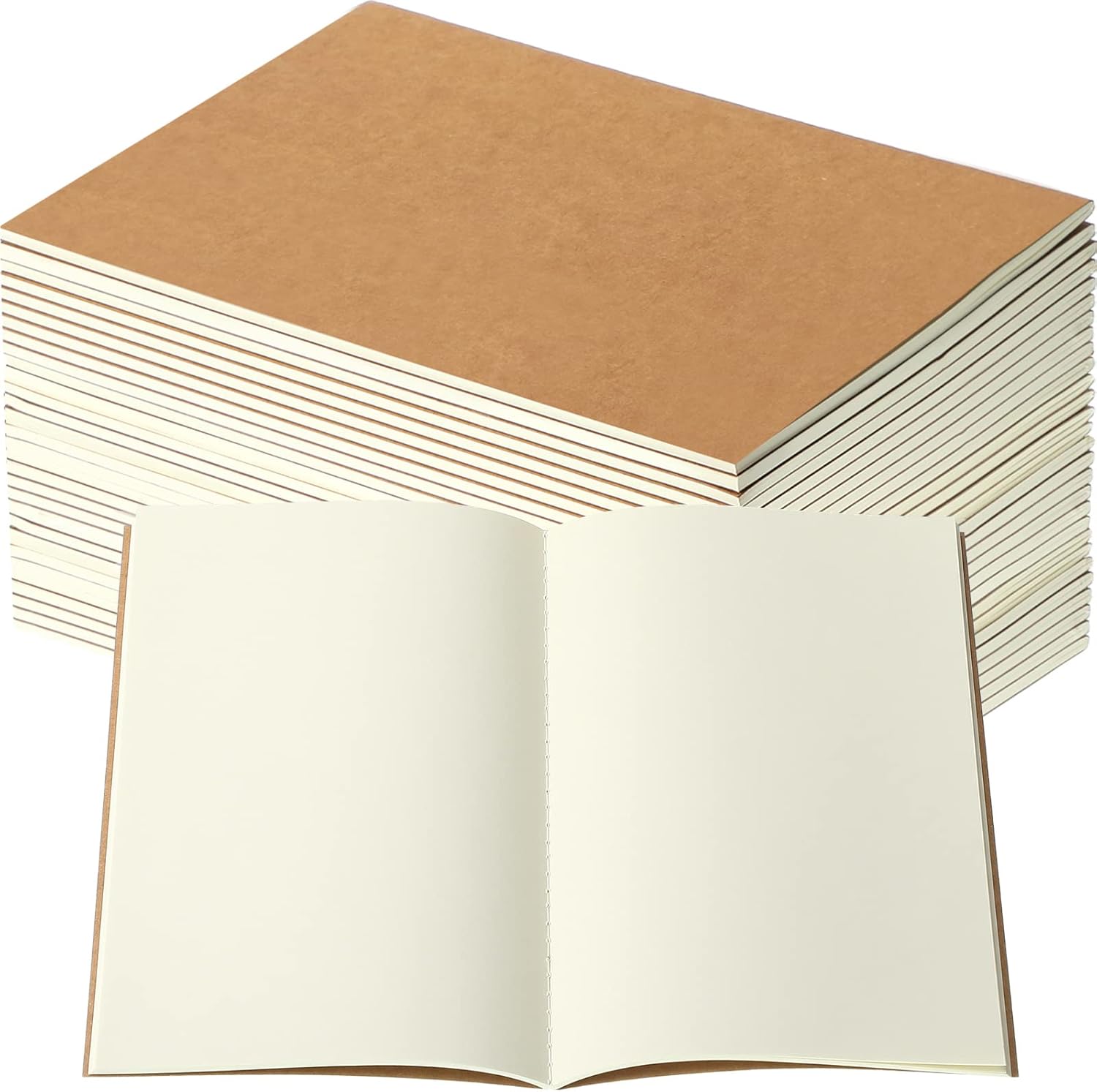 Thenshop 30 Pcs A5 Kraft Notebooks Blank Journal Bulk Unlined Paper Sketchbooks Composition Notebooks 60 Pages 8.3 x 5.5 Inch for Students Office School Back to School Supplies(Pink)