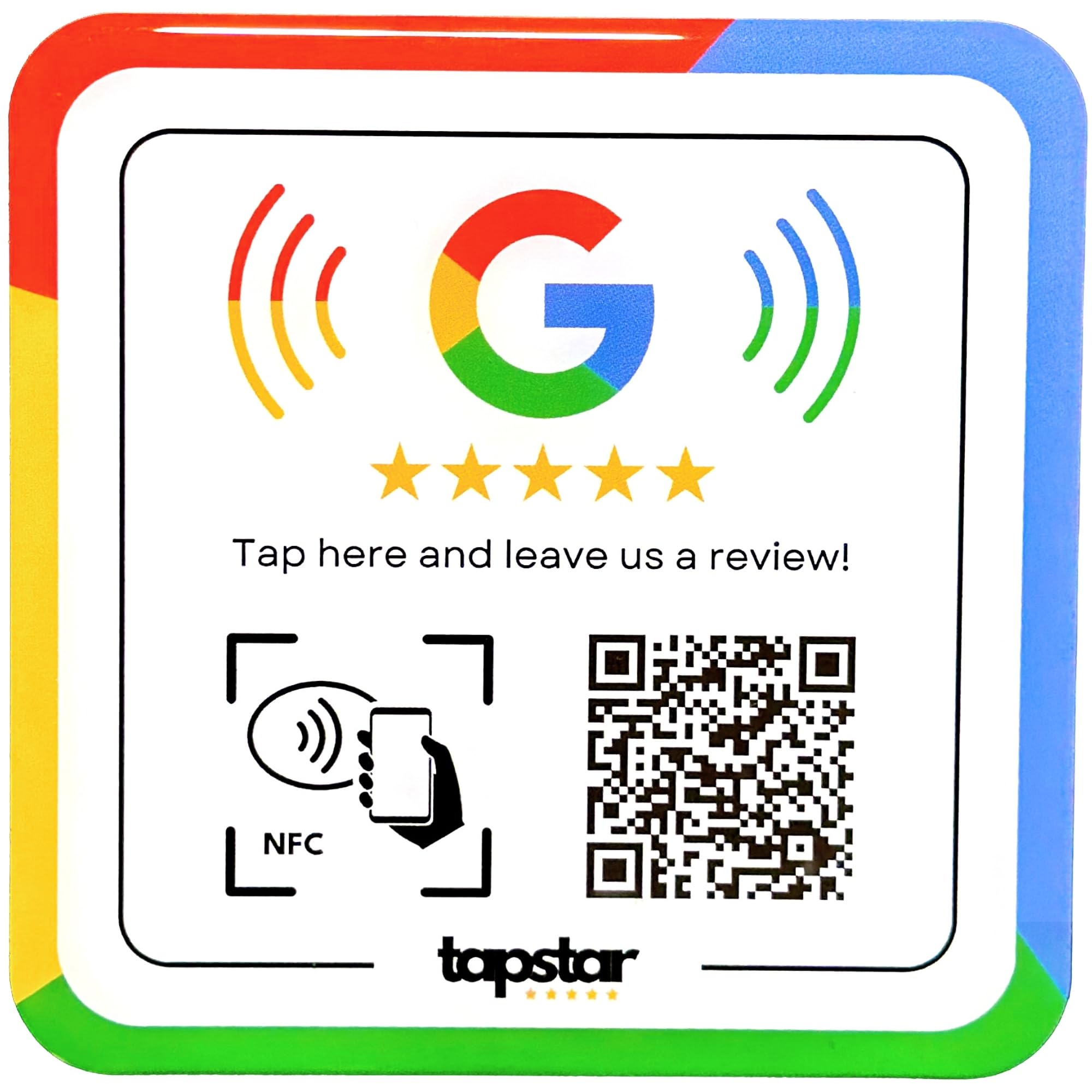 Acrylic Plate for Google Reviews with NFC & QR – Sticker – NFC Adhesive to Boost Google Reviews – QR for Opinions – Easy Setup with Web App – Universal Compatibility – No Subscriptions