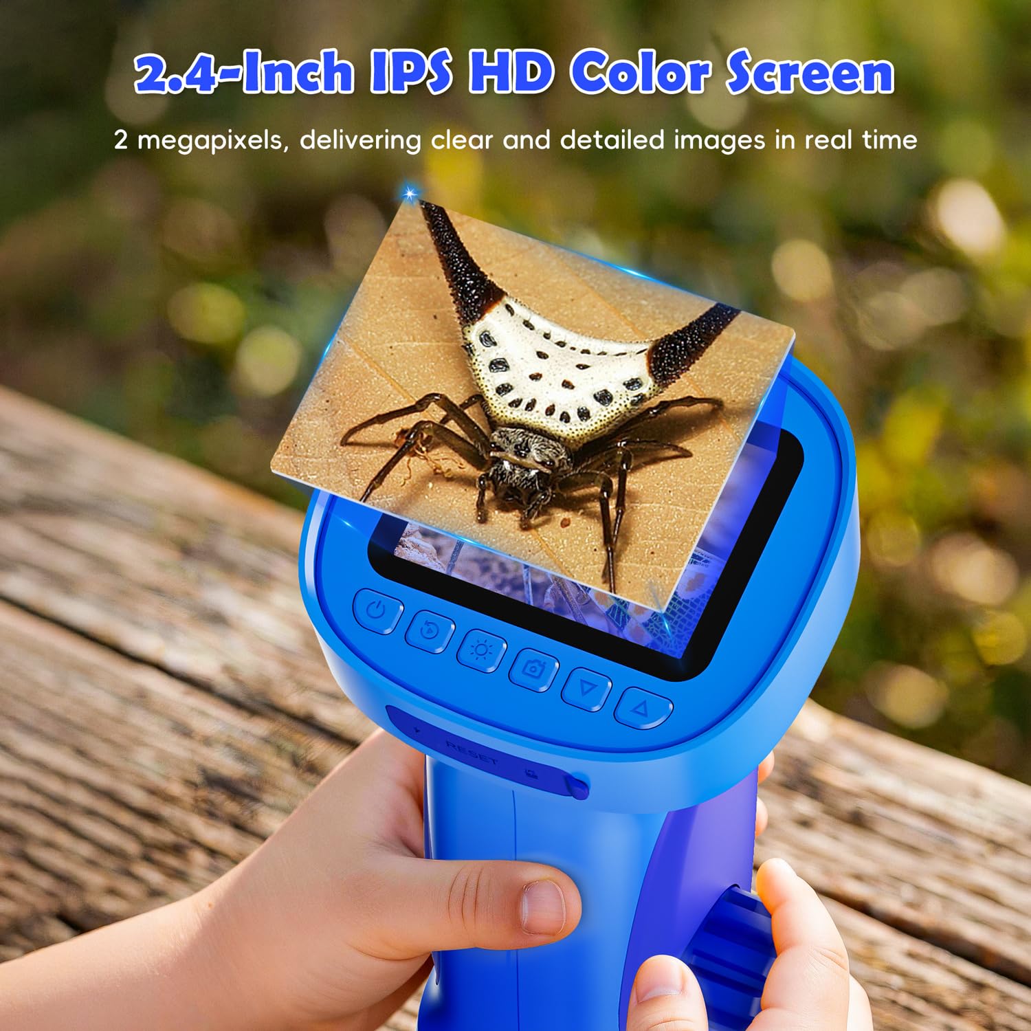 Microscopio para Niños, Ahalfcit Microscopio Digital con Pantalla HD IPS 2.4", 1000X Microscopio Niños Portátil, Juguete Exploración Natural, Regalo Stem para Niños 3-12 Años (Azul)