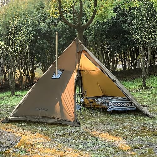 Miniatura 9 de Hot Tent with Stove Jack and Snow Skirt, 6.89~8.53ft Standing Room, 2~5 Person, Tipi Tent for Family Hiking, Fishing, Hunting, Backpacking Camping