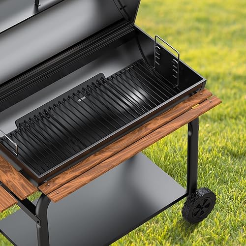 Vista 11 de LS'BABQ Cenicero de acero aluminizado de 27 pulgadas con 2 colgadores de rejilla de fuego, repuesto para parrilla Chargriller Charcoal 1224, 1324