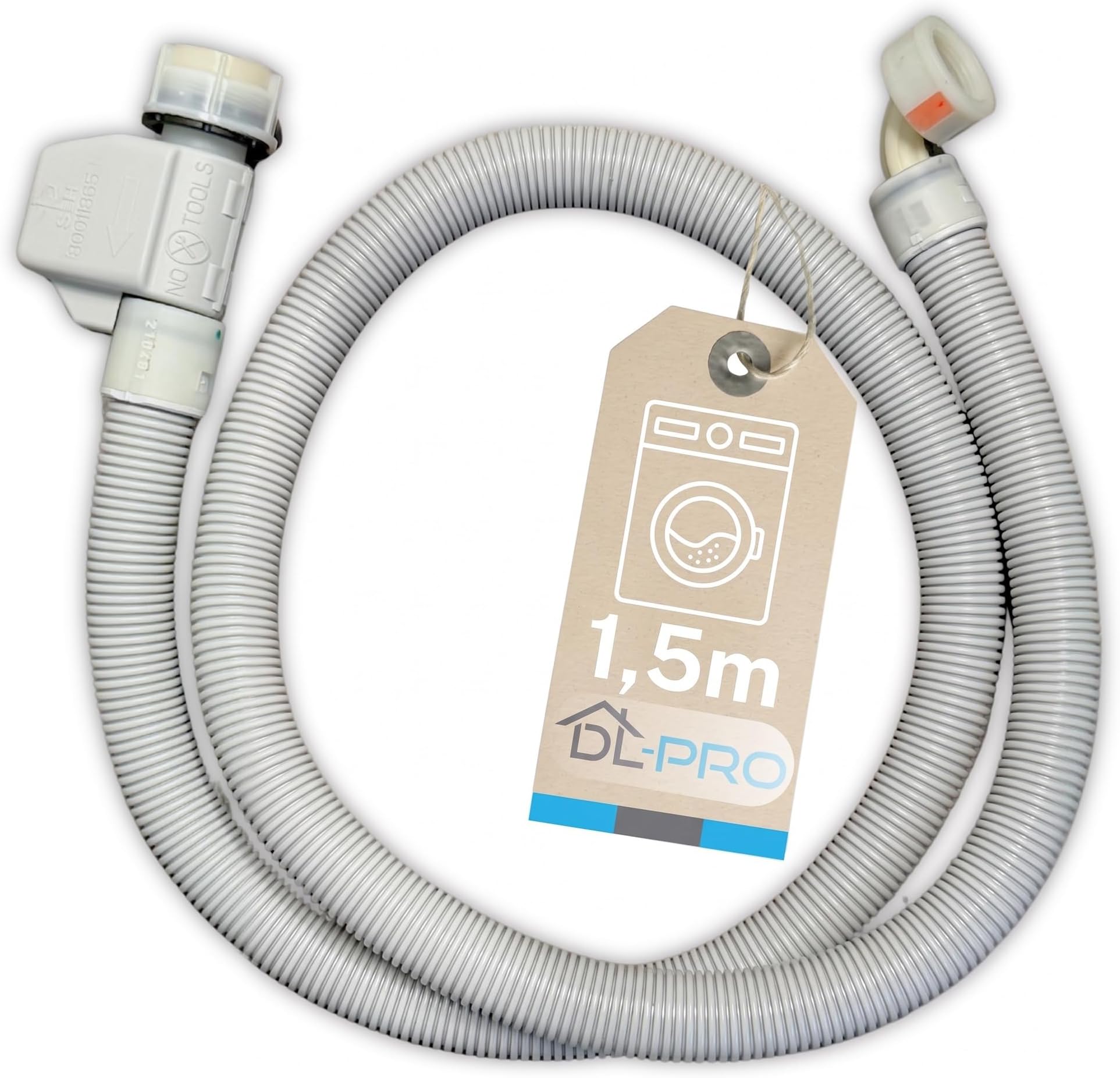 DL-pro Aquastop Hose 1.5 m, G 3/4 inch, 60 °C, hose-in-hose with leak sensor, compatible with Bosch Siemens Constructa Balay, 11007861, for washing machines