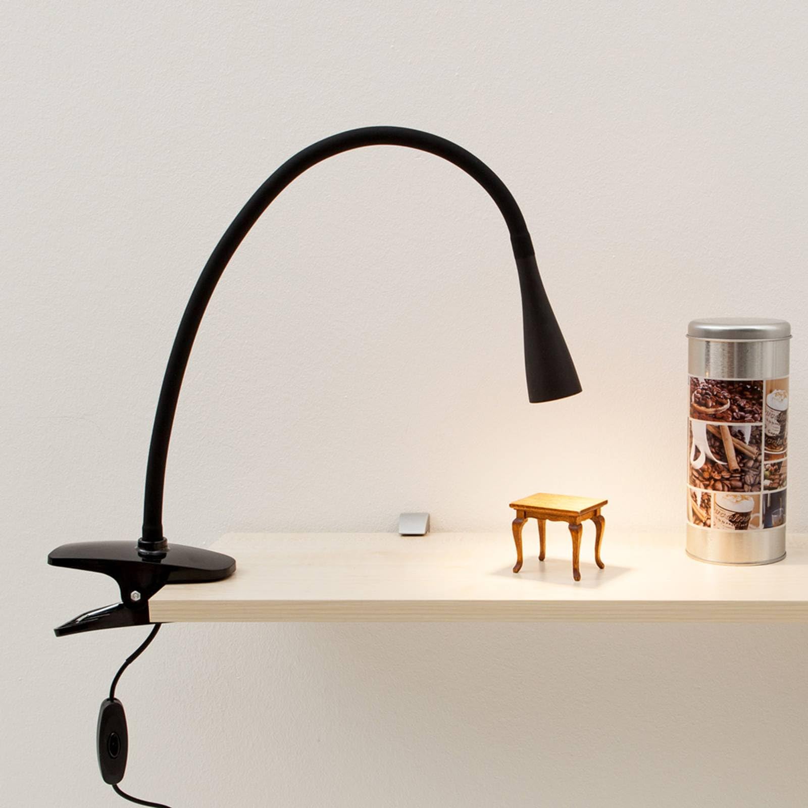 Lindby Djamila LED Klemmleuchte – Höhenverstellbare Tischlampe, Warmweiß, Mit Schalter