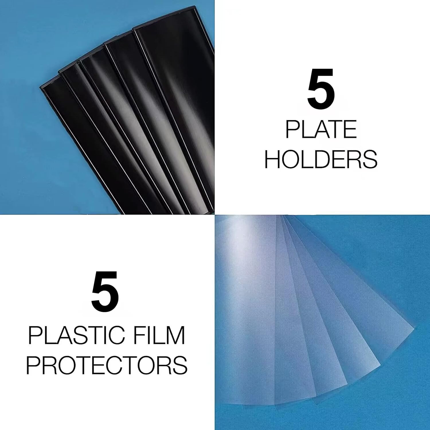 Set of 5 –Sturdy & Elegant Black Aluminum Wall Mount Name Plate Holder, Office Business Door Curved Sign Holder with Adhesive Tape, 8” X 4” - Plastic Film Included, Paper Inserts NOT Included - Image 3