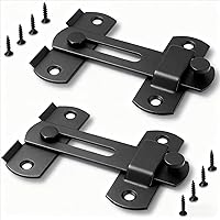 GuoluvSoo 2 Pack Black 4-Inch Barn Door Latches - Rust-Proof Stainless Steel Sliding Door Locks for Barns, Cabinets, Pets, Easy Install