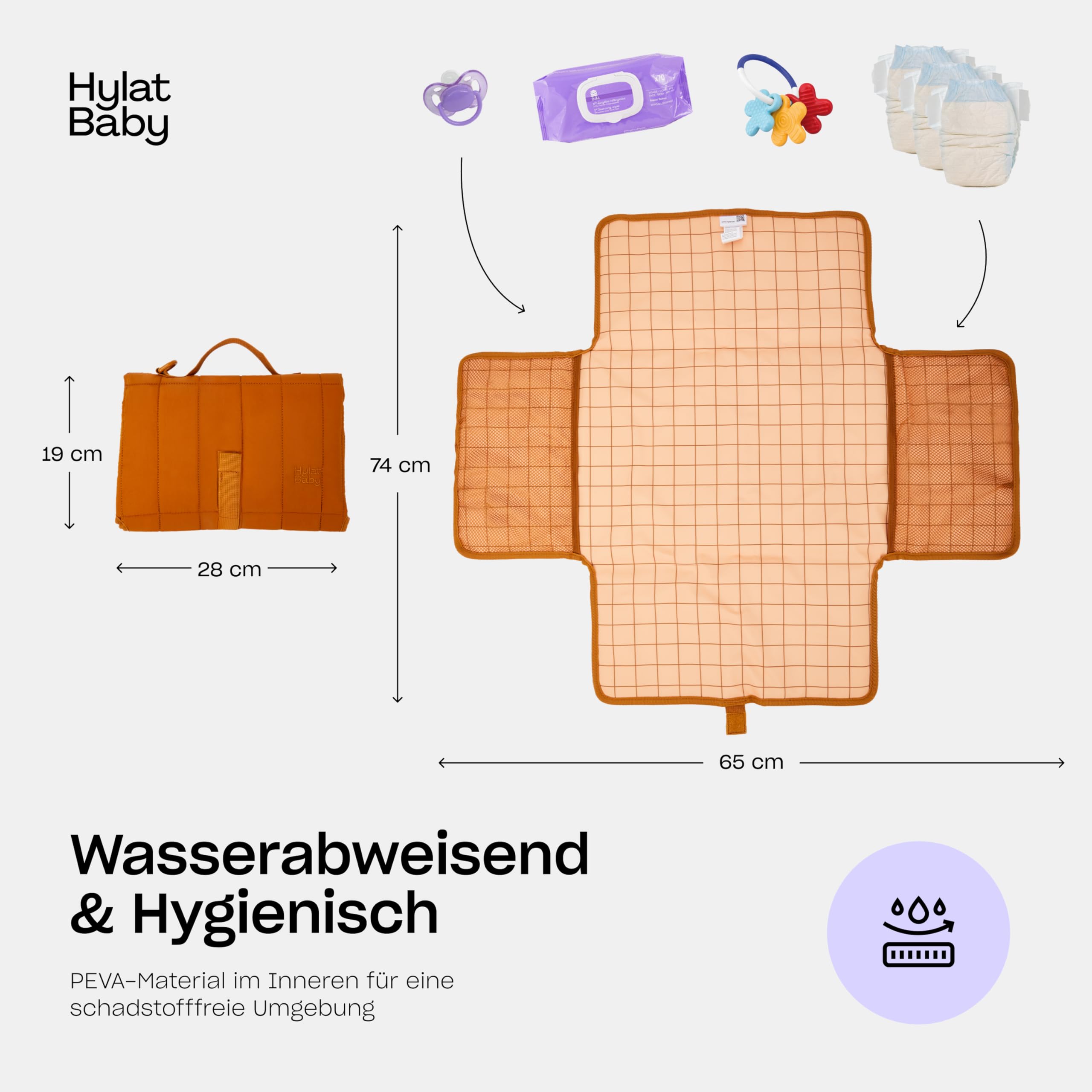 Hylat Baby Wickeltasche mit Wickelunterlage und Baumwolltasche - moderne Tasche für Windeln und Kindersachen – ideal für unterwegs