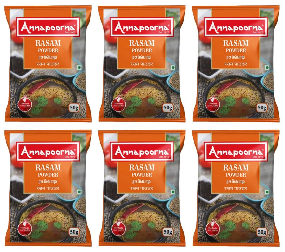 ANNAPOORNA Rasam Powder 50 g | Pack of 6 | Total 300 g | The Taste that Unites | Handpicked Taste of Homemade Spice Products Since 1975 (B0CSXBN3L6) Amazon Price History, Amazon Price Tracker