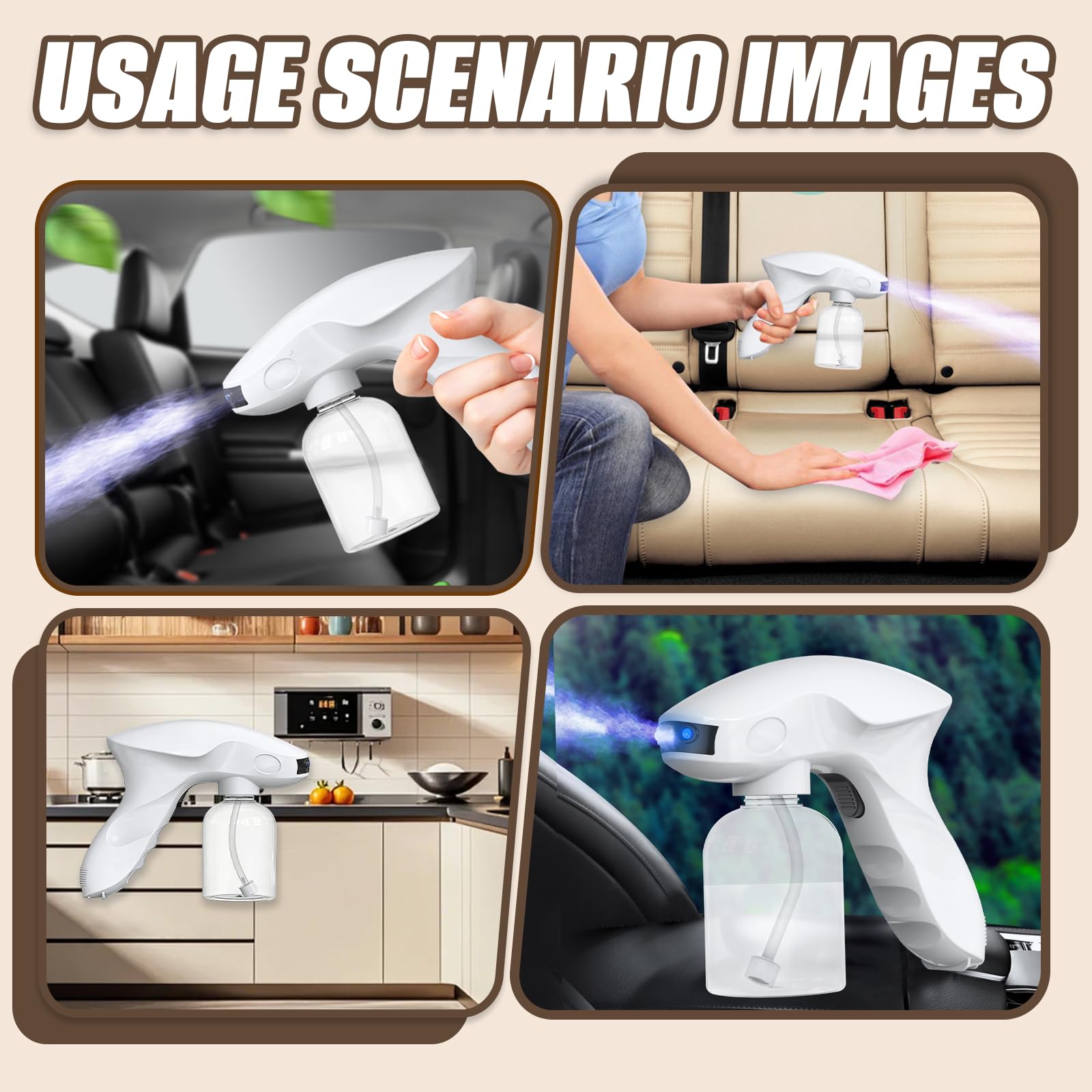 Pulverizador Atomizador, Set De Spray Bronceador PortáTil Con 1 Guante Desinfectante EléCtrico Recargable De 280 Ml Con Atomizador De Luz Azul