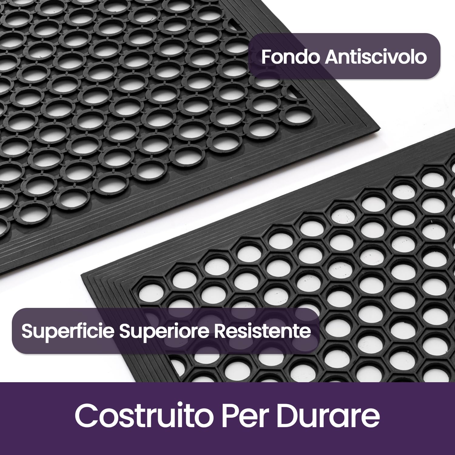 DEXI Zerbino Ingresso Esterno 80 x 120 cm, Antiscivolo | Con Fori di Drenaggio, Impermeabile, Facile da Pulire, per Ingresso, Balcone e Terrazza