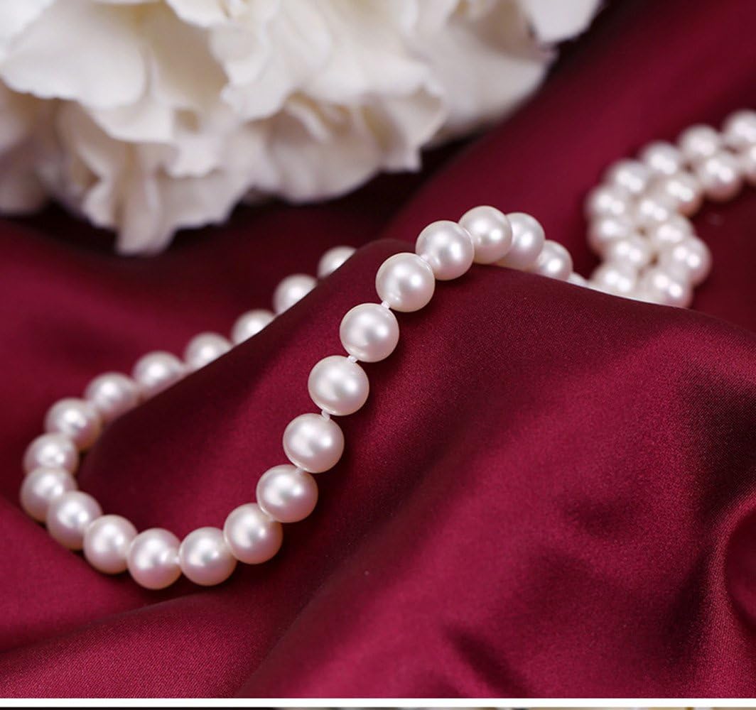Mothers Day Gifts Pearl Necklace Sterling Silver Plating 14K White Freshwater Cultured Pearl Strand | Pearl Choker Necklace | Jewelry for Women