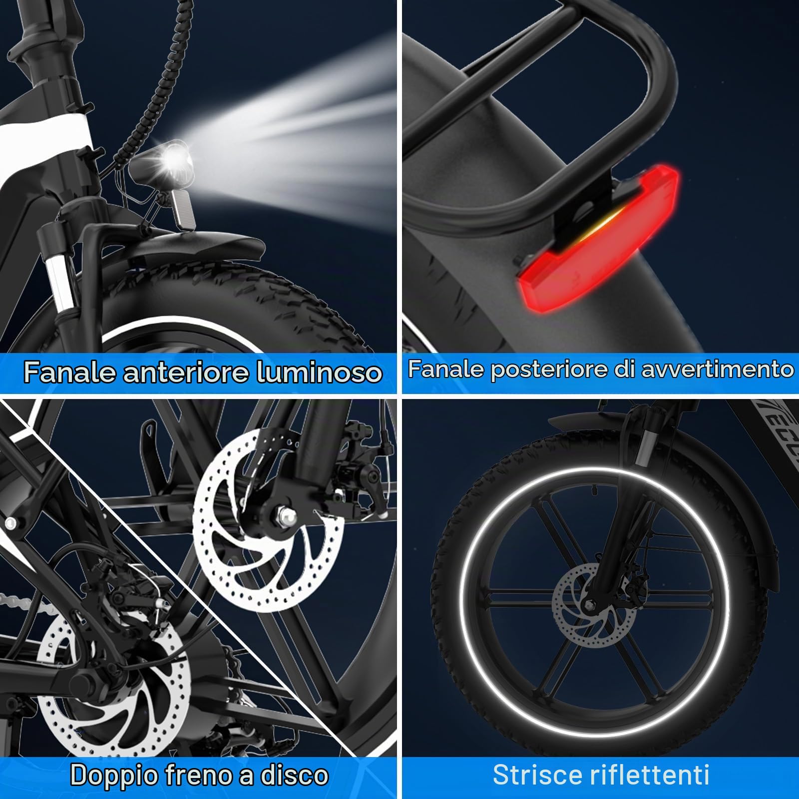 Bici Elettrica Pieghevole, 20" x4,0 Pneumatico Grasso, Telaio ad Alta Resistenza, 48V 499.2Wh Bicicletta Elettrica, 7 Velocità, Display LCD, Motore da 250 W e 25 km/h per Uomo e Donna