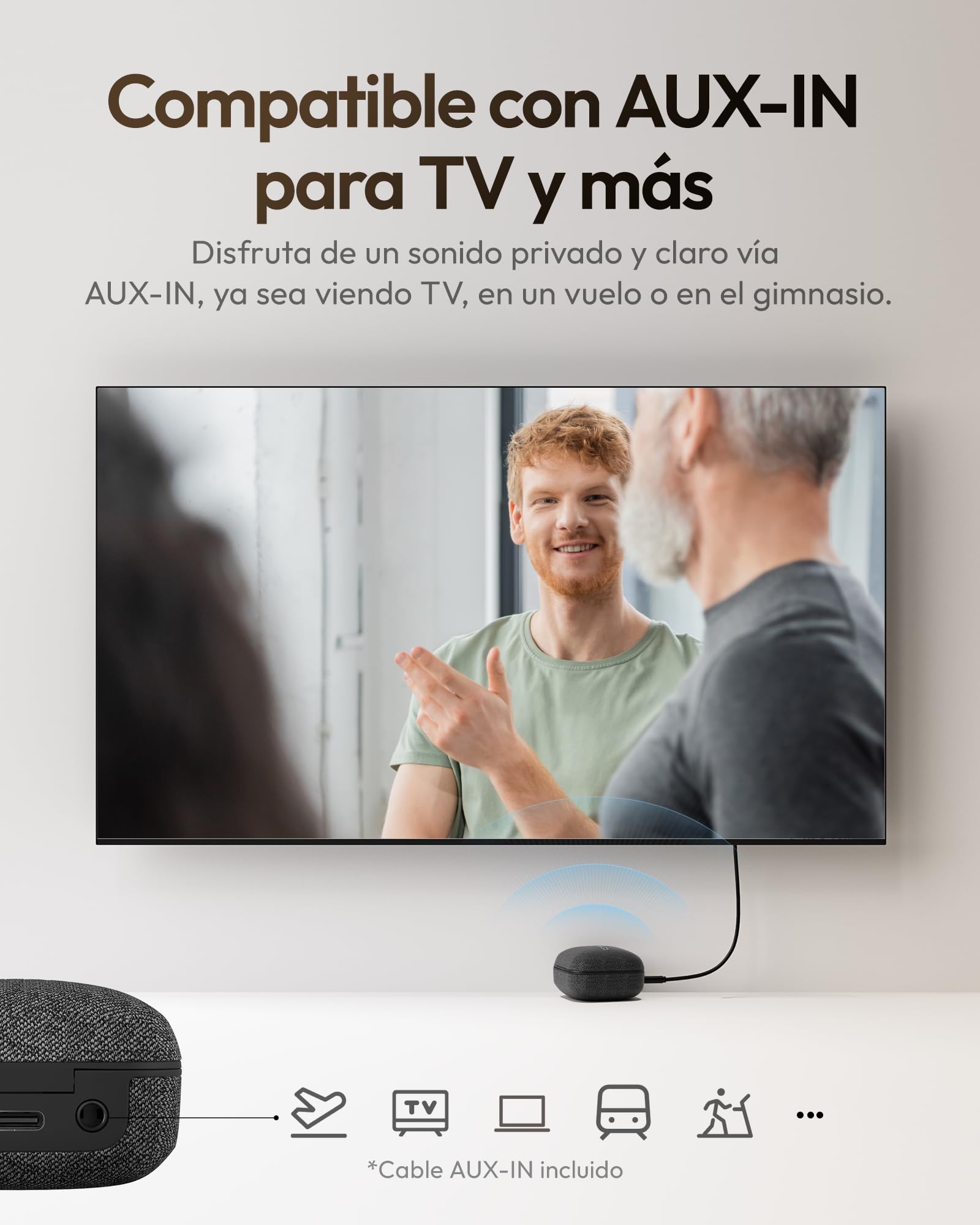 Wave Lite Amplificador de Sonido con Bluetooth, Control por App, Entrada AUX y Recargable, Blanco Estelar