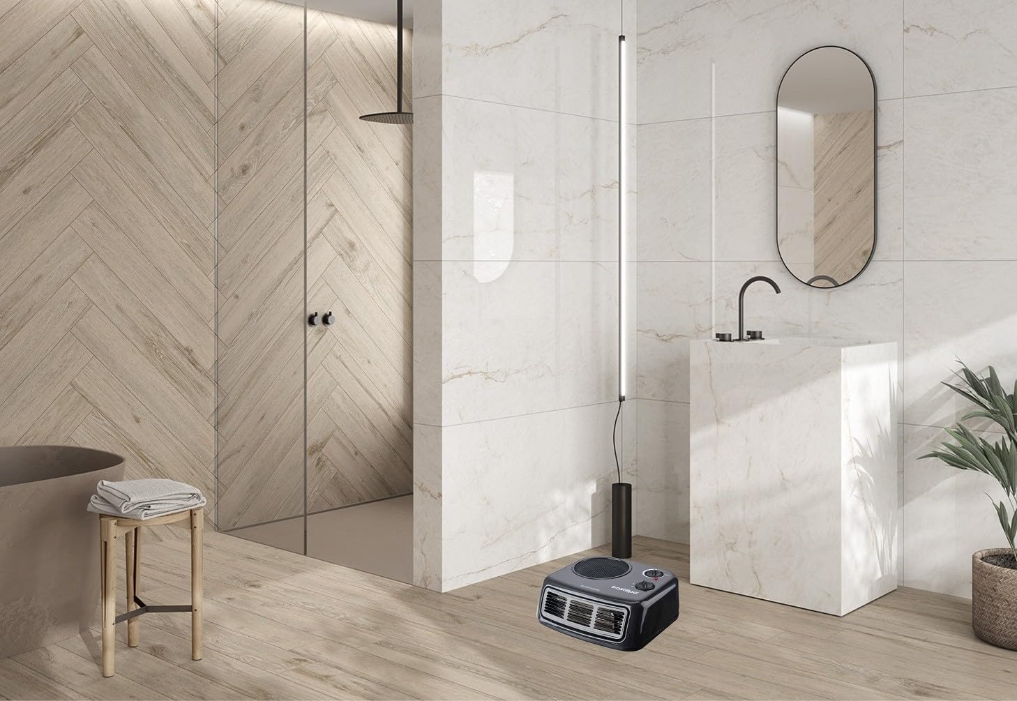 TLM-2000G - Termoventilatore PTC a basso consumo da 2000 W di potenza con telaio metallico e termostato regolabile