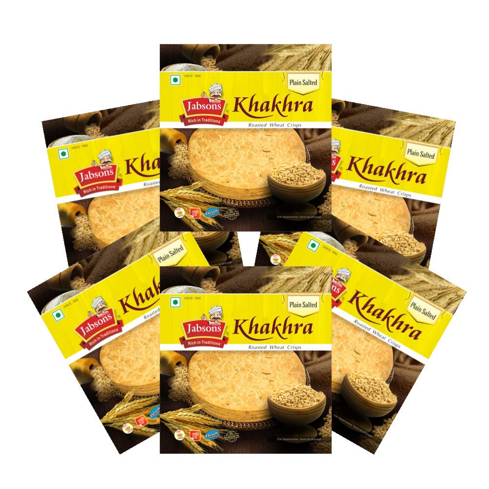Jabsons Plain Salted Khakhra 100% Roasted | Pack of 6| No onion No Garlic | Ready To Eat Vacuum Packed Tea Time Snack | Crispy Diet Friendly Khakhra | Gujarati Traditional Healthy Snacks 180 gm (B087TYFJWN) Amazon Price History, Amazon Price Tracker