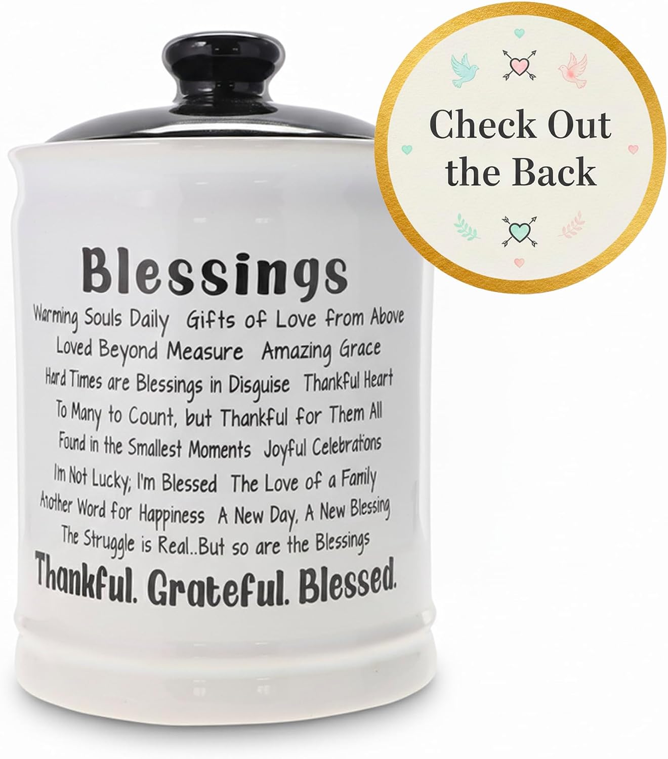 Cottage Creek Jars | Ceramic Blessings Jar, Gratitude Jar for Home Decor | Storage Container, Piggy Bank & Keepsake Box for Prayer Cards | Gifts for Women, Mom, Grandma, Men, Friends