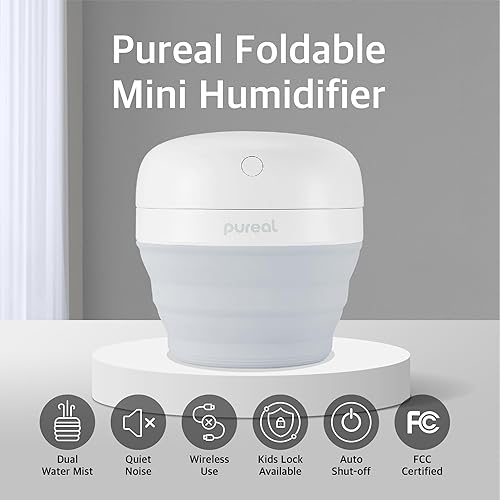 Miniatura 2 de Pureal Mini humidificador plegable, 16.9 fl oz, portátil, pequeña niebla fría para hasta 10 horas, para dormitorio de bebé, viajes, oficina, hogar,