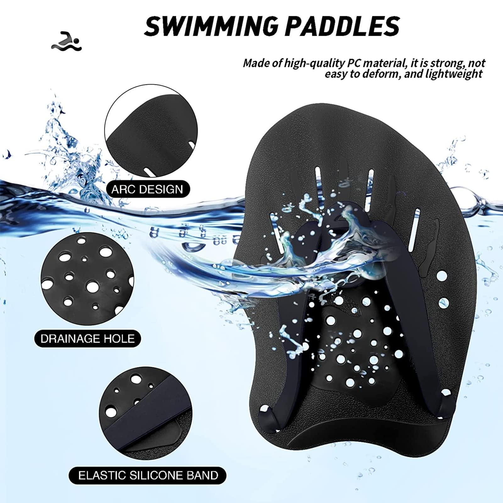 Pagaia Manuale da Nuoto Unisex, Paddle da Palette Professionale per Adulti e Bambini - Accessori per l'Esercizio in Piscina
