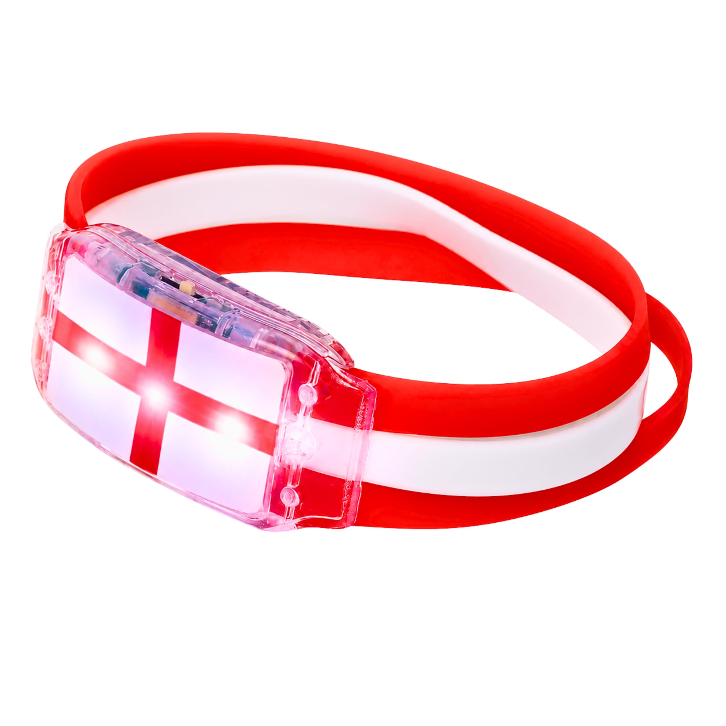 1Pc England Flag LED Bracelet for FIFA 2026 World Cup – Light Up St George Wristbands for Football Fans, Sports Events, Street Parties and Fan Celebrations