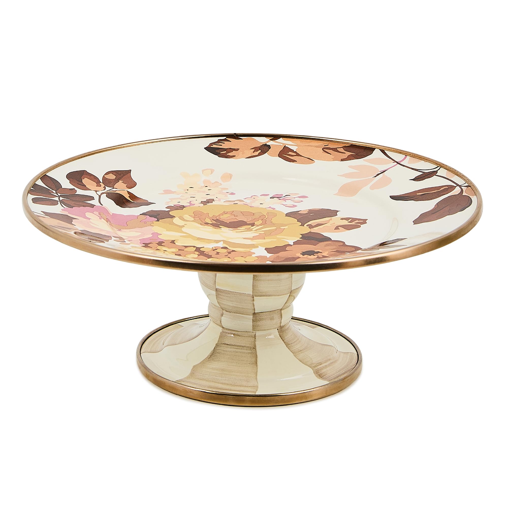 MACKENZIE-CHILDS Pedestal Platter, Mini, Wild Rose White