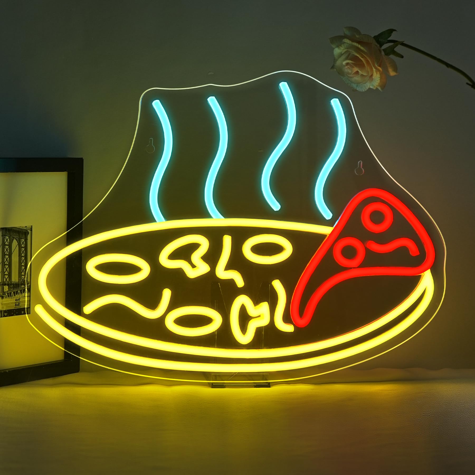 ineonlife Pizza Rauchen Neon Schild, Pizza Led Schild Dimmbar für Wand Dekor, Neon Sign Zeichen für Pizzeria,Restaurant,Party,Hamburger Shop,Kindergeschenk