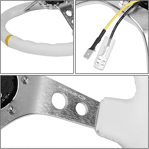 Miniatura 9 de NRG Innovations NRG-RST-006RR-BS - Volante deportivo de 13.780 in (3 pulgadas de profundidad), radios negros con agujeros redondos, cuero rojo,