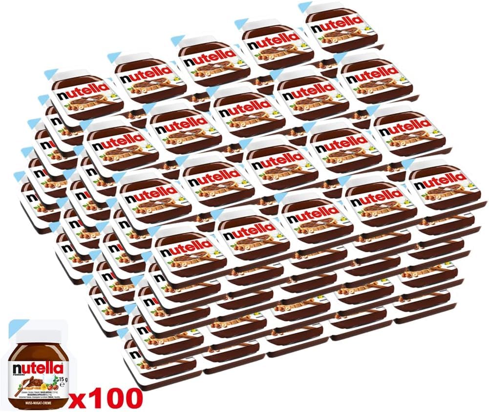 FERRERO - En unidoses, lot de 100 unités de 15 g, crème de noisettes et pâte à tartiner au chocolat - Pack Promoo