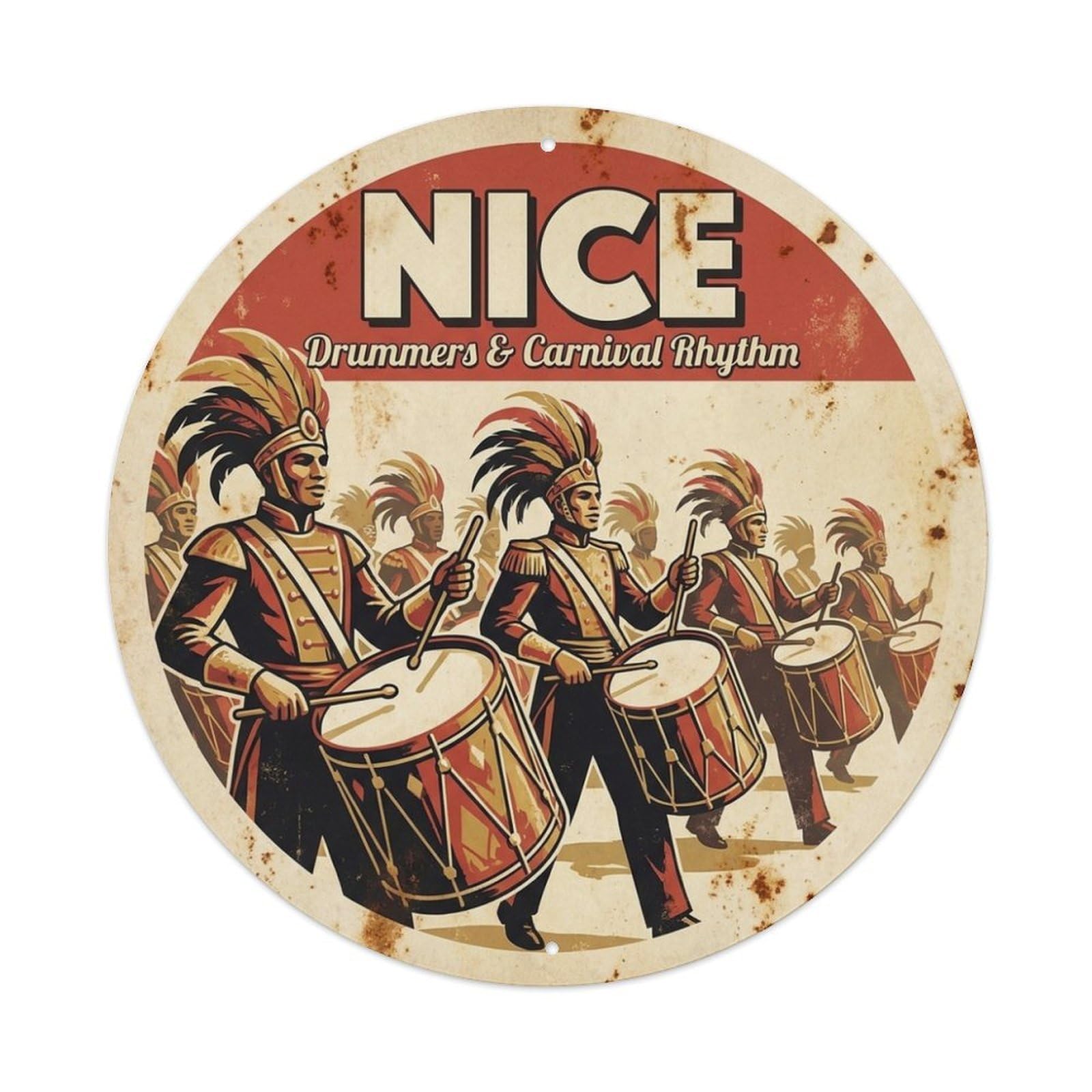 Nice Culture Travel Drummers Carnival Rhythm Metal Tin Sign