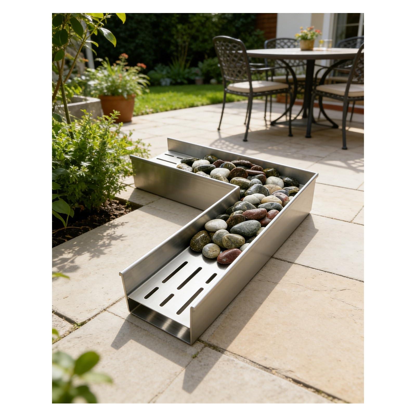 GLDYTVF 304 Stainless Steel Drainage Channel 90° Corner Accessory Linear Drain Filter for Garden 15x10cm (H5.91xW3.94in) - Durable Drain Grate Solution