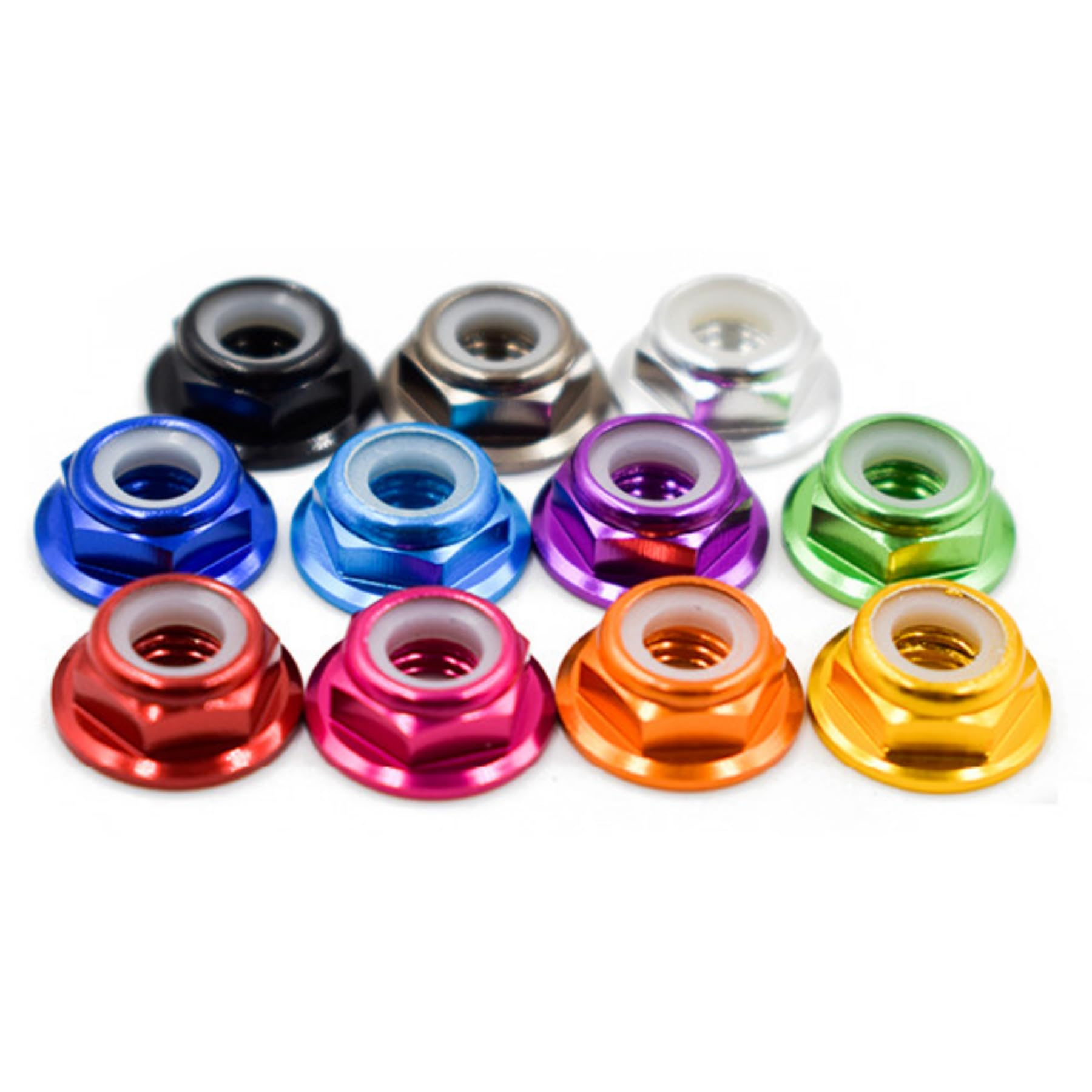 6063 Aluminum Alloy Flange Nylon nut 10 Pieces Loosen and Remove The nut, CNC Aluminum Locking nut, M2 M3 M4 M5 M6 M8#6-32#8-32 (Rose Red, M3x0.5=