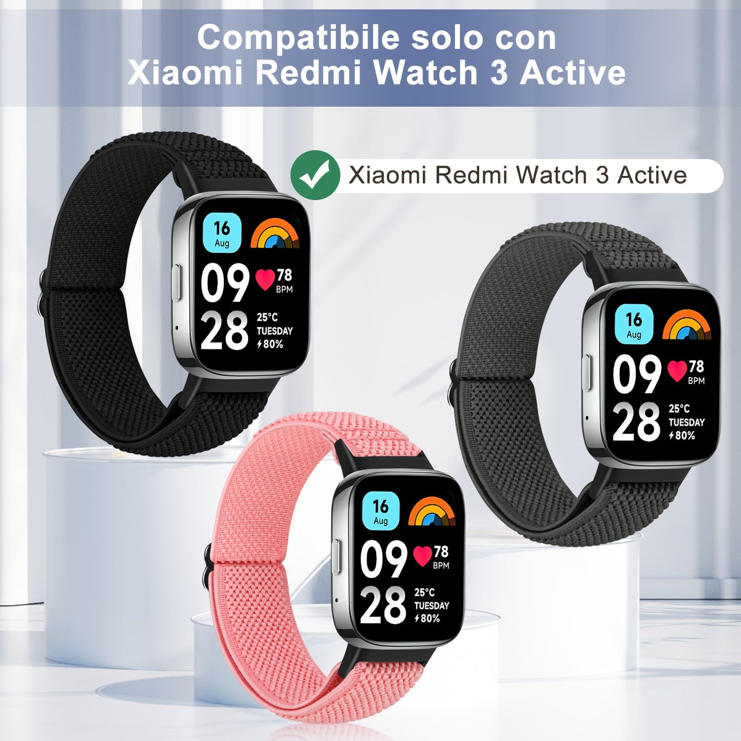 SHIJZWD Fascia elastica per orologio compatibile con Xiaomi Redmi Watch 3 Active, cinturino di ricambio in nylon per orologio sportivo compatibile con Xiaomi Redmi Watch 3 Active
