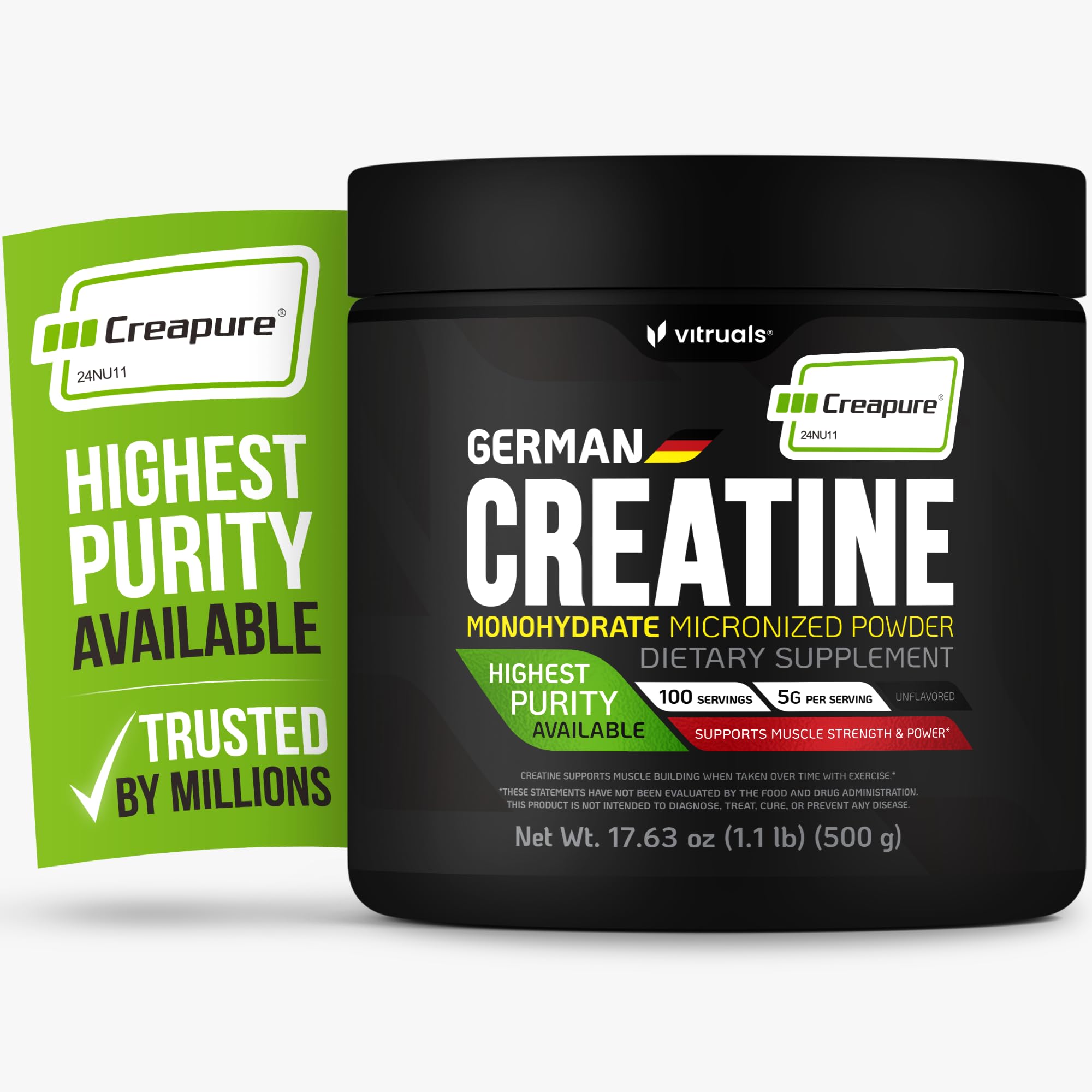 VITRUALS Creatina monohidratada Creapure em pó 500 g