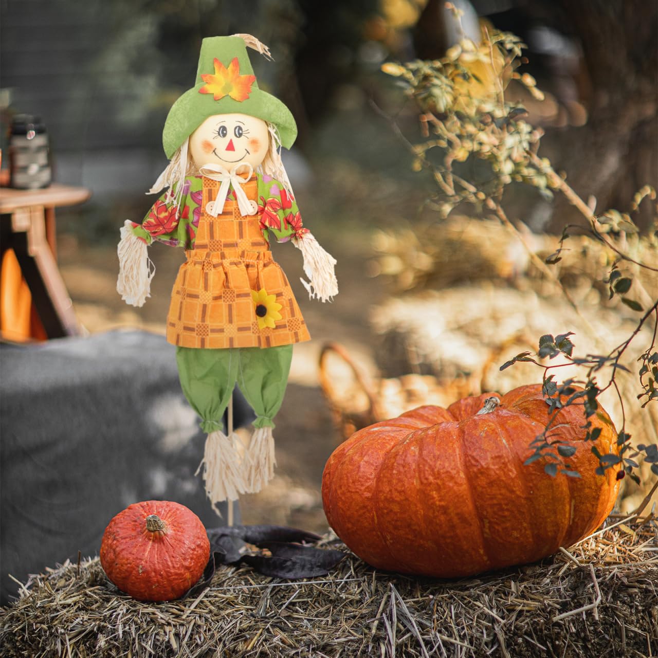 YARNOW Espantapájaros De Halloween para Jardín 26 Pulgadas Adorable Decoración Exterior para Fiesta De Acción De Gracias Patio Césped