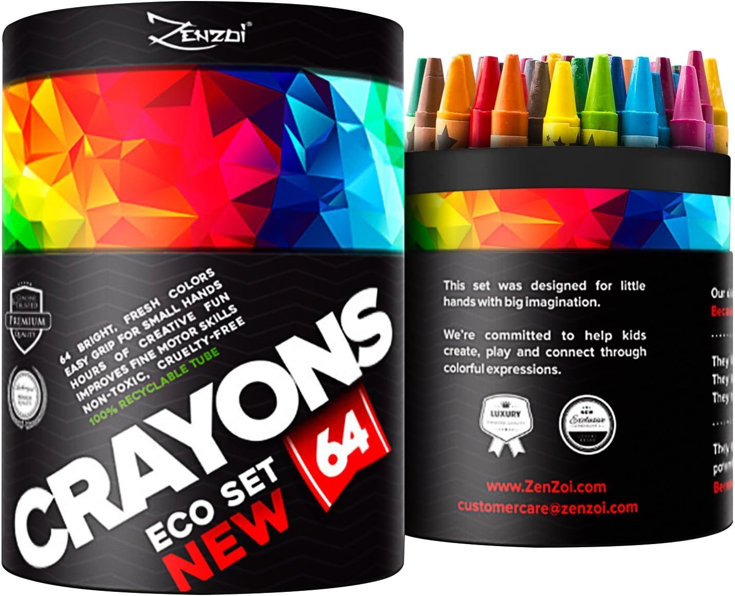 Crayons for Toddlers Babies Kids Big Eco Box Colored Crayon Pack 60 64 Unique Colors Classroom School Supplies Wax Color Bulk Large Count Not Washable (64-Set Unique Colors)