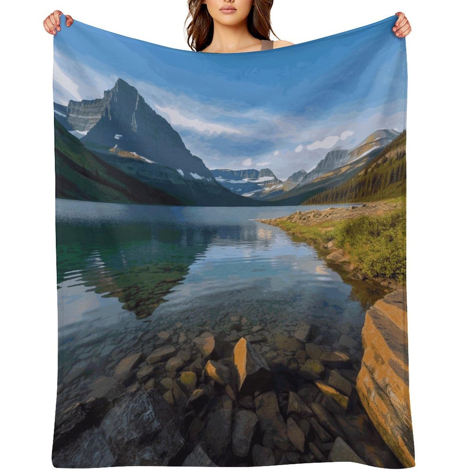 Fekiloot Style Glacier National Park Throw Blankets Camping Blanket50 X60