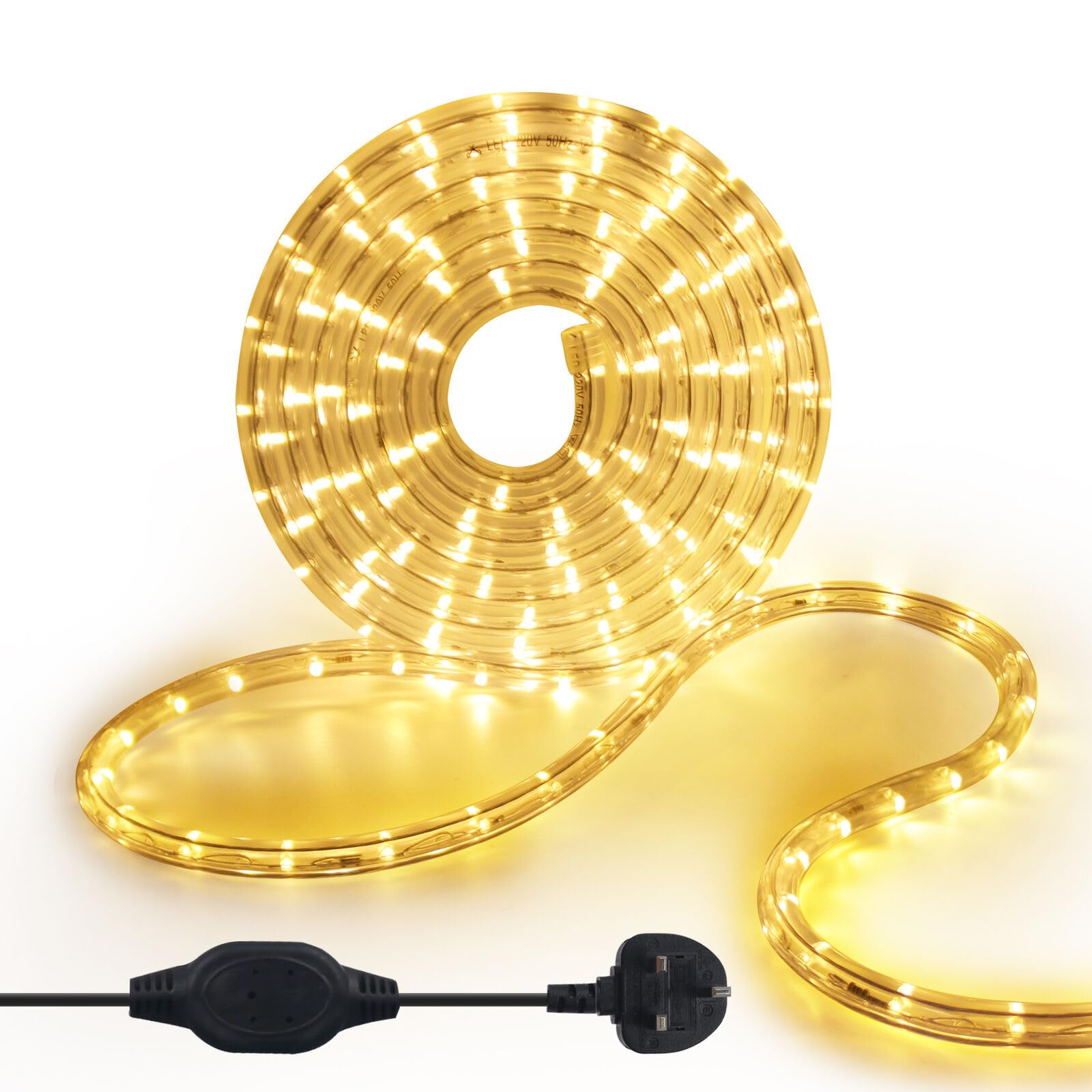KISUFU 220V Waterproof LED Rope Light,36 LEDs/m Led Strip Light AC Fairy String Lights with Clip and Power Adapter for Indoor/Outdoor Christmas Party Home Decoration Warmwhite (1m,Warm White) โ image 1